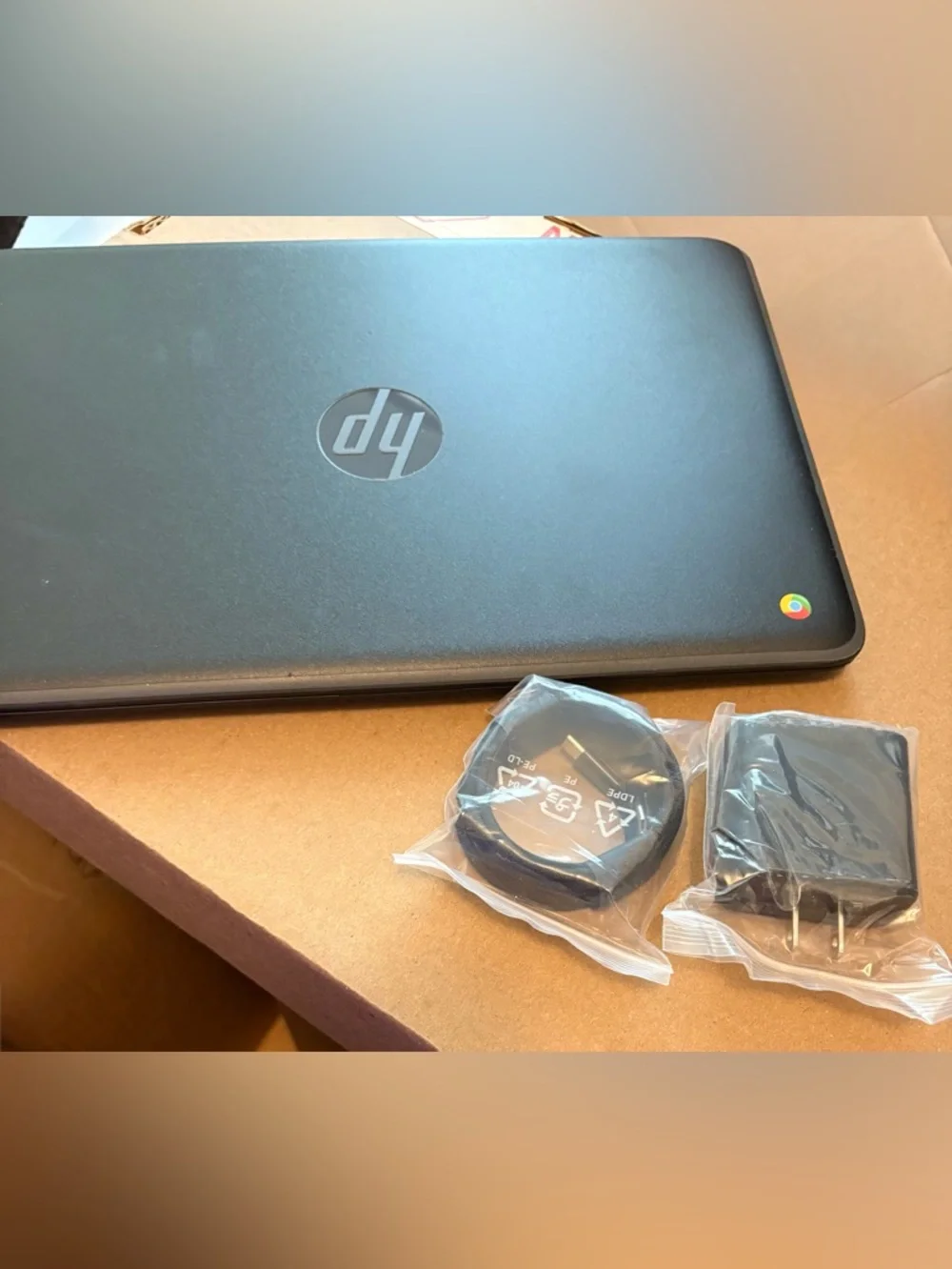 HP Chromebook 11a G6 EE (WiFi) Laptop in Matte Black with Chrome Accent.
